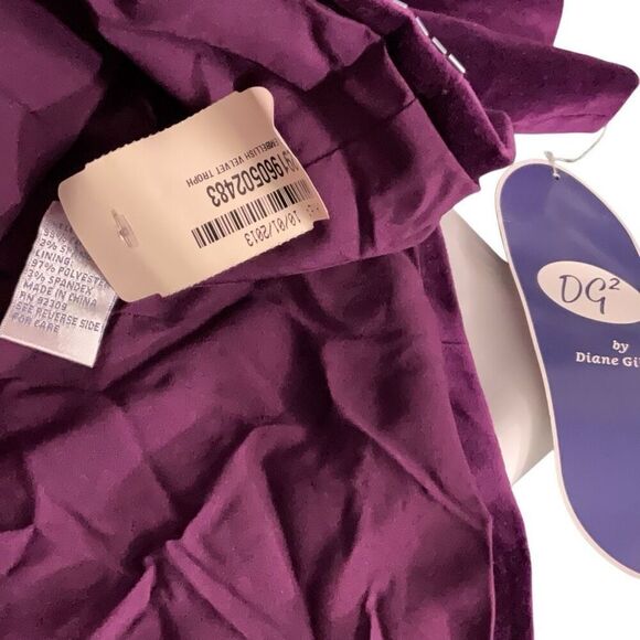 DG2 by Diane Gilman Purple Embellished Velvet Jacket Hook eye Closure NWT Large - Picture 6 of 6